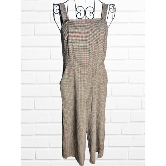 Gypsies & Moondust Women's S Overall Jumpsuit Checkered Plaid Square Neck - Picture 1 of 10